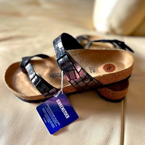 NWT BIRKENSTOCK  Mayari Thong Sandal Gator Gleam Black Size EU41
